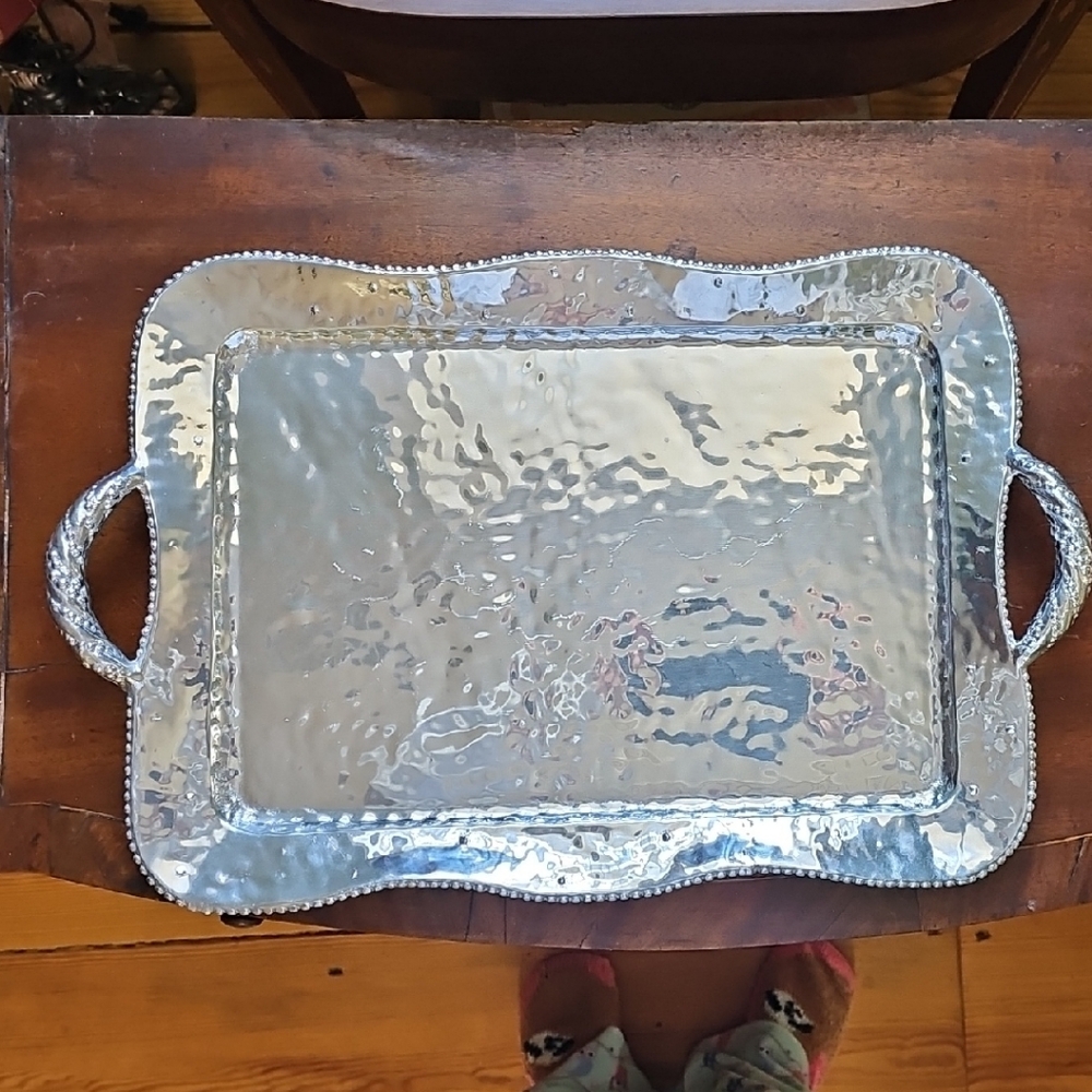 Mariposa Textured Silver Tray